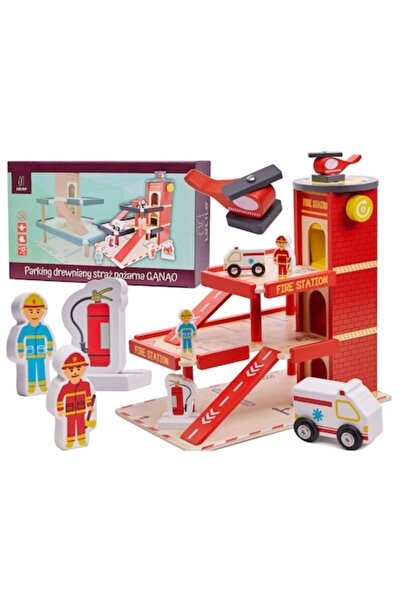 CIUPIGo Set de joacă Parcare Pompieri din Lemn cu Accesorii