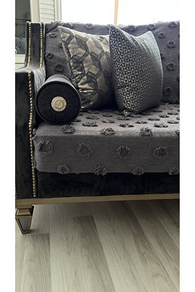lusso stile Pompon Sofa Cover Anthracite180 X 240