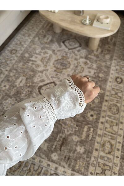 Tavie Dantel detaylı Vintage pamuk gömlek-L