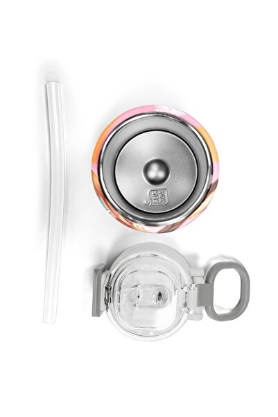 Coral High ترمس ستيل منقوش على شكل فتاة مرجانية وردية للأطفال مع شفاطة وشرب مباشر 500 مل 31869