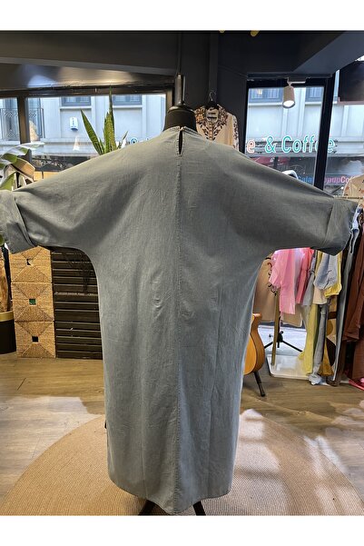 Miss Allos Kadın Taş İşlemeli Nakışlı Uzun Pamuk Elbise