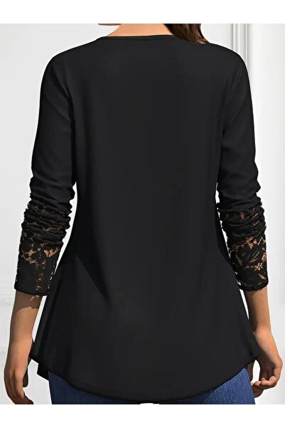ARONA Women's Long Sleeve Lace Detailed Buttoned Viscose Blouse