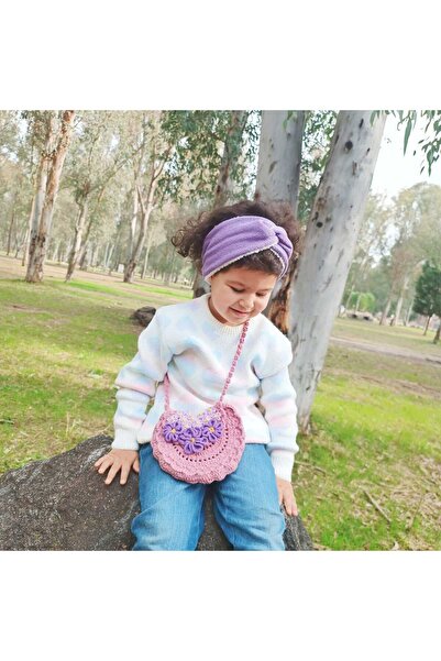 Masal Gurumi حقيبة بناتية محبوكة مزينة بالزهور
