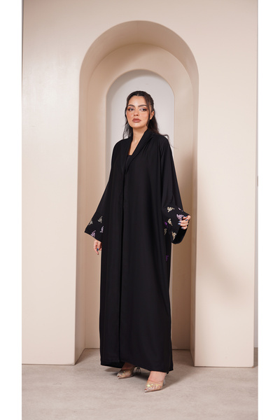 outline Casual formal abaya with colorful embroidery
