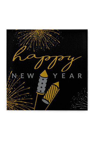 Mank Χαρτοπετσέτες Linclass για την Πρωτοχρονιά - Linclass (μαύρο-χρυσό-ασημί) / 40 x 40 εκ. / 50 τεμ.