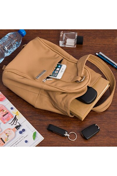 Beltimore Women's 2-in-1 Backpack, Grey, 29x20.5x8cm, Made of Leather