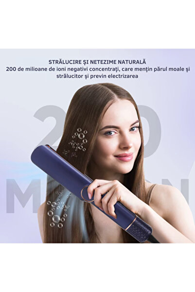 TSItech Placa de indreptat parul cu aer cald si uscator, 2 in 1, Putere 1300W, ioni negativi