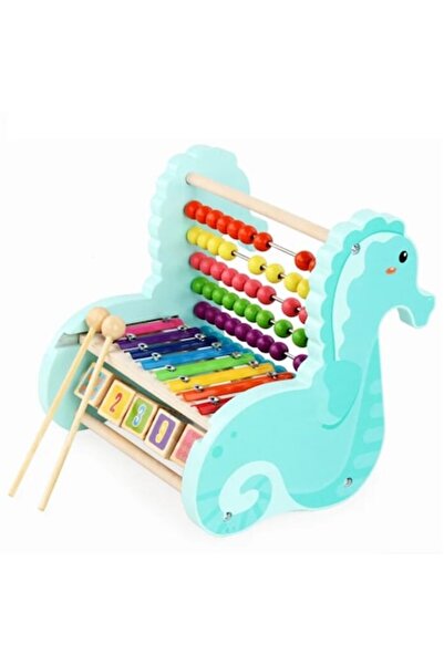 Toy Toy Toy Abac cu xilofon pentru copii, instrument muzical, căluț de mare, ...