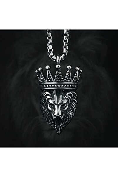 voyageaccessory Stainless Steel Lion King Crown Pendant – Men's Necklace with...