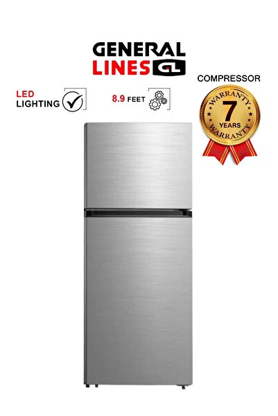 general lines Refrigerator - 8.9 ft - 252 Liters - Double Door - 7-Year Compressor Warranty - Silver