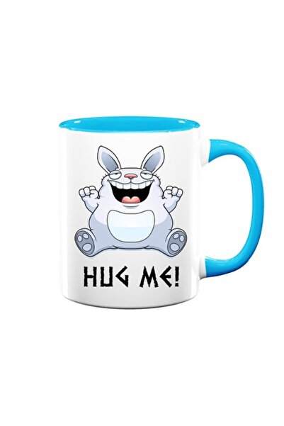 OEM Cană personalizată cu mesajul „îmbrățișează-mă, iepure”, Betaprint, albă cu interior albastru, 330ml