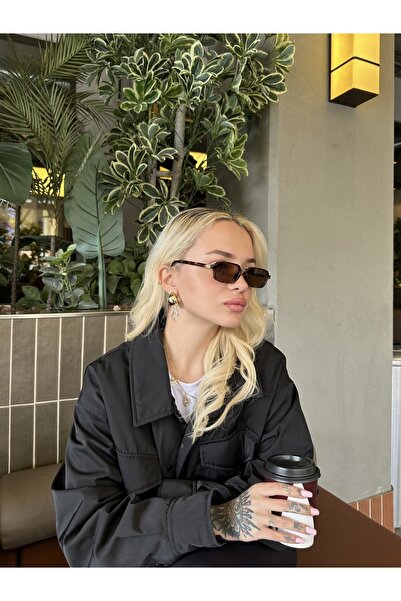 TomyHelf Leopar çerçeveli kahverengi camlı gold detaylı güneş gözlüğü