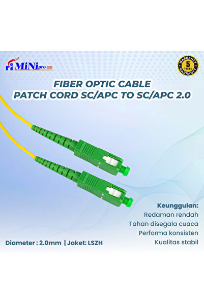 Mini pro SC/APC to SC/APC Fiber Patch Cord-3Meter | Patch Cable Single Mode Simplex,9/125 APC 2.0mm LSZH