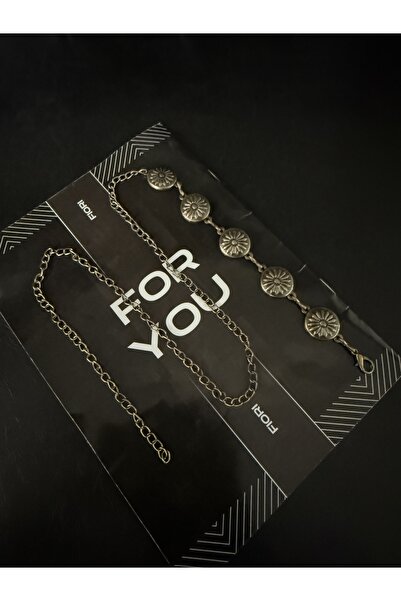 Fiori Curea de talie pentru femei cu lanț de talie cu detalii antice Papatya, curea pentru rochie, curea pentru fustă, curea pentru pantaloni