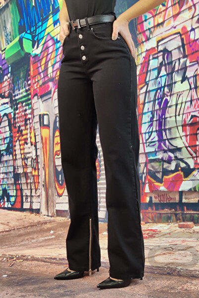 WildFashion Τζιν παντελόνι με ψηλή μέση και φερμουάρ F931-1