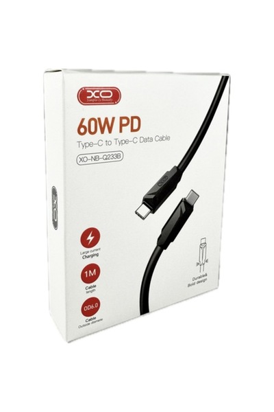 Xo Phone Cable Type-C with Type-C Adapter, Black, 1m