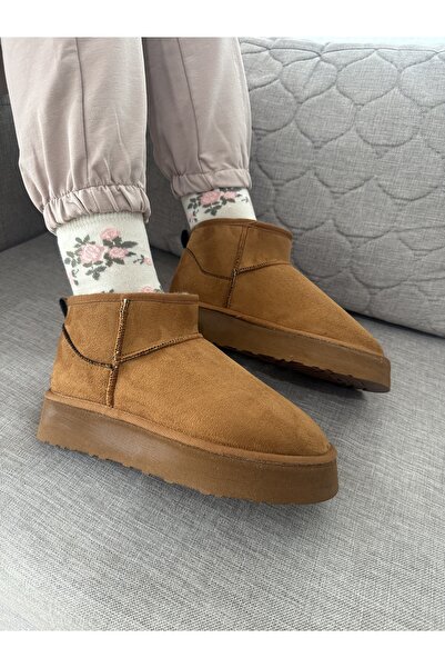 BURCU COLLECTİON FİONA İÇİ KÜRKLÜ KALIN TABAN TABA SÜET KADIN BOT