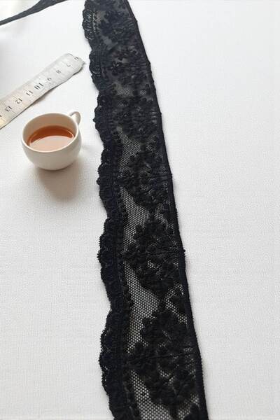 DUAYEN siyah dantel sevilen baharın çiçekleri desen 1 metre