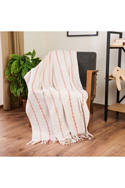 Evidea Soft Elvia Pamuklu Tv Battaniyesi - Krem - 130x170 cm