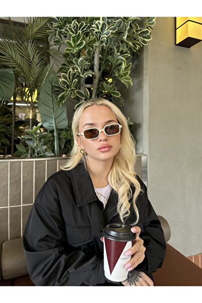 TomyHelf Bej Çerçeveli Kahverengi Camlı Gold Detaylı Güneş Gözlüğü