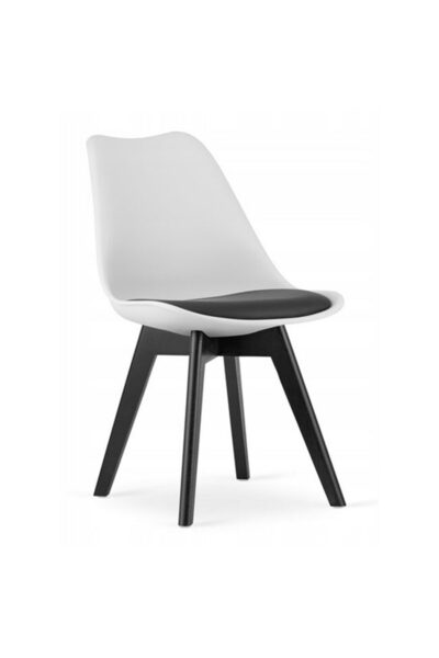 Leobert Scaun bucatarie/living, Artool, Mark, PP, lemn, alb si negru, perna neagra, 49x43x82 cm