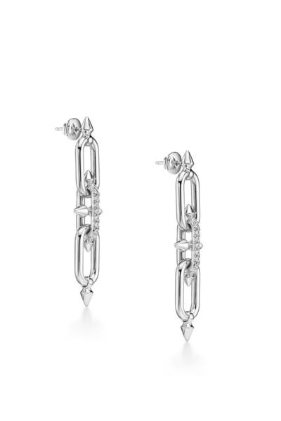 New Obsessions أقراط تيف الفضية المتدلية