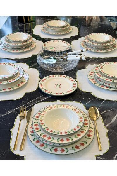 Onedekor 24 Parça 6 Kişilik Porselen Yemek takımı Rosalie