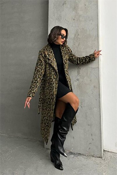 Dipmoda Γυναικείο παλτό Λεοπάρ μοτίβο li εισαγόμενο Κασέ DPG054