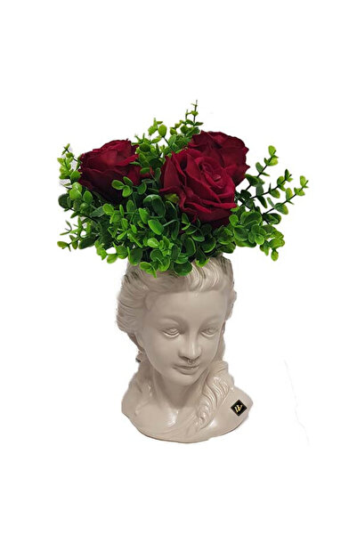 velve Vaza Venus Kindly Girl cu aranjament floral, Crem