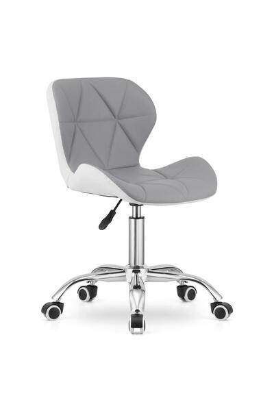 Leobert Scaun de birou, Artool, Avola, rotativ, piele ecologica, gri si alb, ...