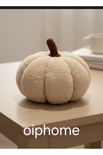 Plush Fabric Decorative Pumpkin Ornament - Latte Color Autumn Concept -