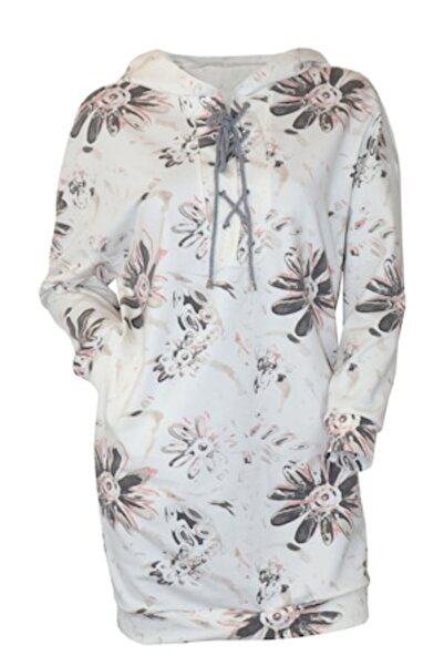 Atelier Anca Socolovschi Rochie albă cu imprimeu floral, model supradimensionat