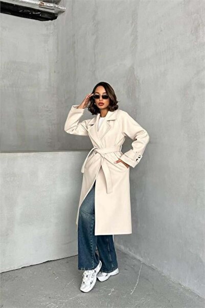 Dipmoda femei cu căptușeală bej importat molton palton DPG048