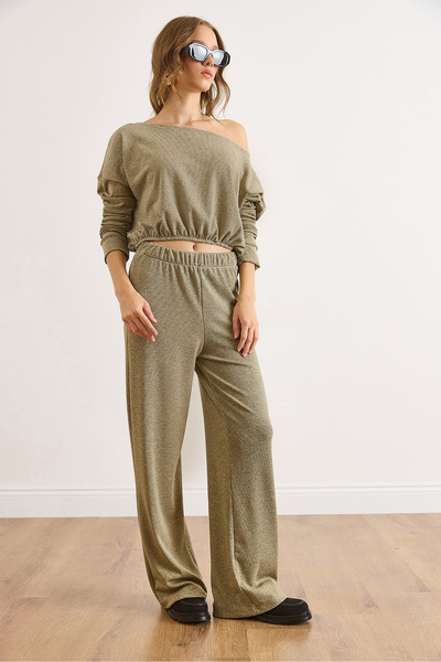 Olalook Kadın Gold Simli Alt Üst Takım TKM-19000442