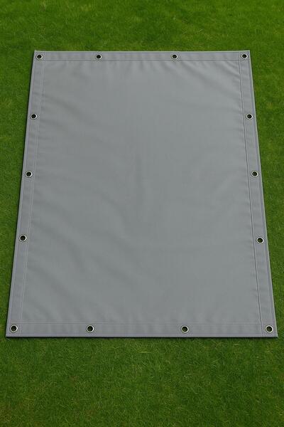 içel çadır Ölçülerle Gri Renkli Su Geçirmez UV Güneş Korumalı Kalın PVC Polyester Kuşgözü Kapsüllü Branda