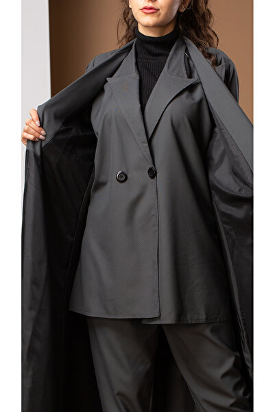 outline Formal three-piece abaya in gray