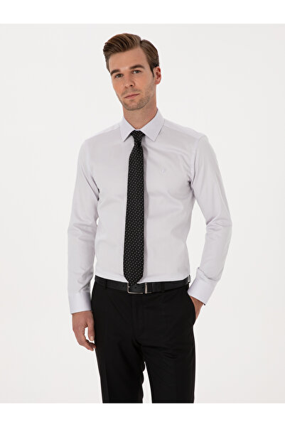 Cacharel Açık Gri Slim Fit %100 Pamuk Klasik Gömlek 50318179-VR001