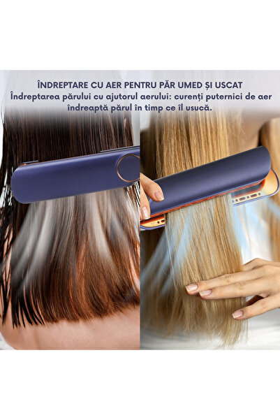 TSItech Placa de indreptat parul cu aer cald si uscator, 2 in 1, Putere 1300W, ioni negativi