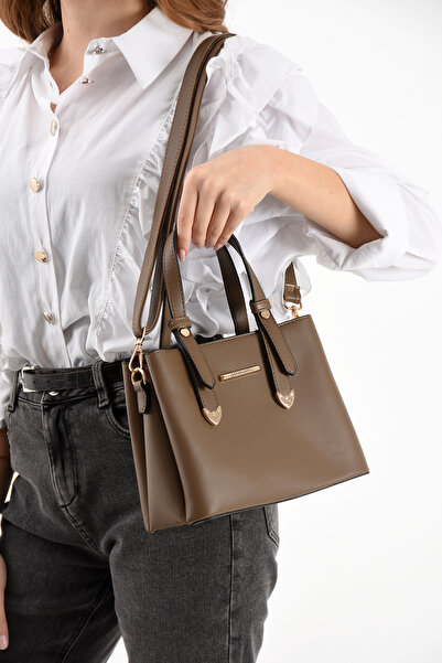 Sanmorris Jasminel Women's 4-Compartment Simple and Stylish Shoulder and Hand Bag with Gold Accessories