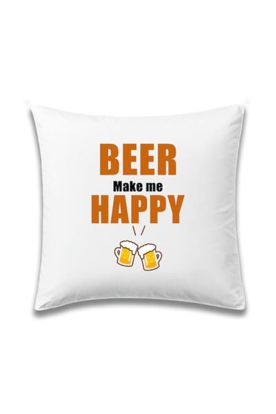 OEM Pernă personalizată cu mesajul „berea mă face fericit”, Betaprint, 40x40c...