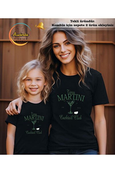 ASELİNDA Tricou combinat cu imprimeu Martini pentru mama-fiica (adăugați 2 ar...