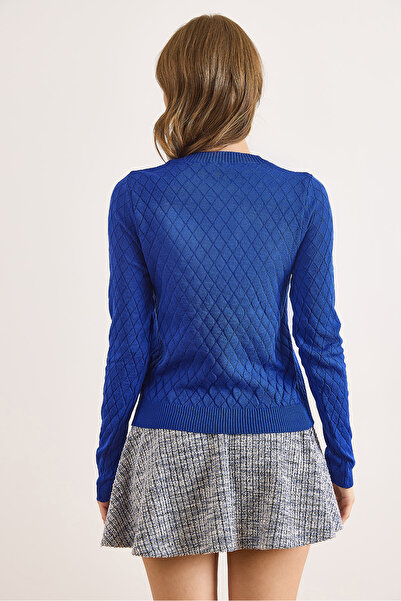 Olalook Жіноча блуза з трикотажу з візерунком «баклава» BLZ-19002885