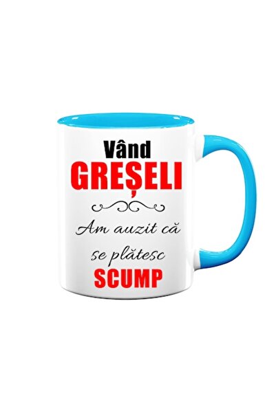 OEM Cană personalizată cu mesajul: „Vând greșeli, am auzit că sunt foarte bine plătite”, Betaprint, alb-acrișor