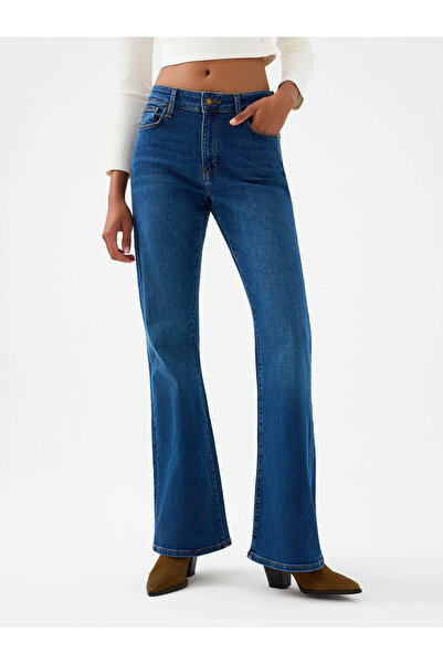 Loft Flare Slim Fit Navy Blue Women's Jean Pants Lf2040536