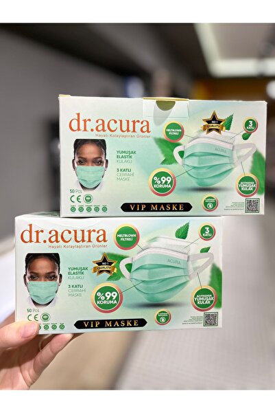 Acura 50 + 50 100'LÜ MASKE (KULAK TAKMA YERİ İNCE LASTİK)