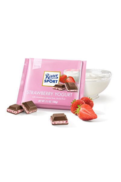 Ritter Sport Strawberry Yogurt - Çilek Parçacıklı ve Yağsız Yoğurt ve Çilekli Krema Dolgulu Sütlü Çi