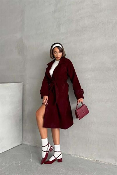 Dipmoda Palton de damă cu căptușeală burgundy importat molton DPG048