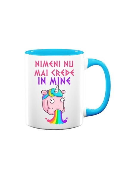 OEM Cană personalizată cu mesajul „nimeni nu crede în mine”, Betaprint, albă cu interior albastru, 330ml