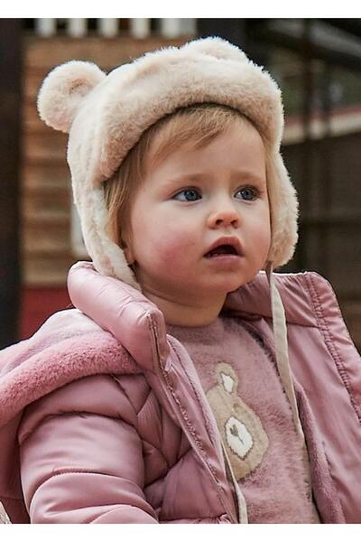 MAYORAL Σετ κοριτσάκι με βελούδινο καπέλο και κασκόλ μπεζ