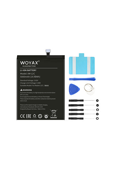 woyax by Deji Xiaomi Redmi 12C Uyumlu Premium Mucize Batarya